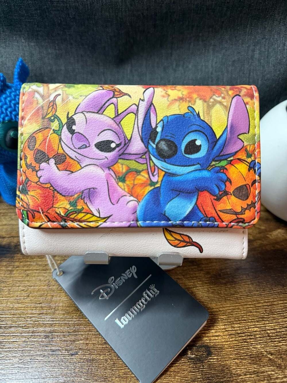 NWT Loungefly Disney Stitch & Angel Pumpkin Patch Tri-Fold Wallet